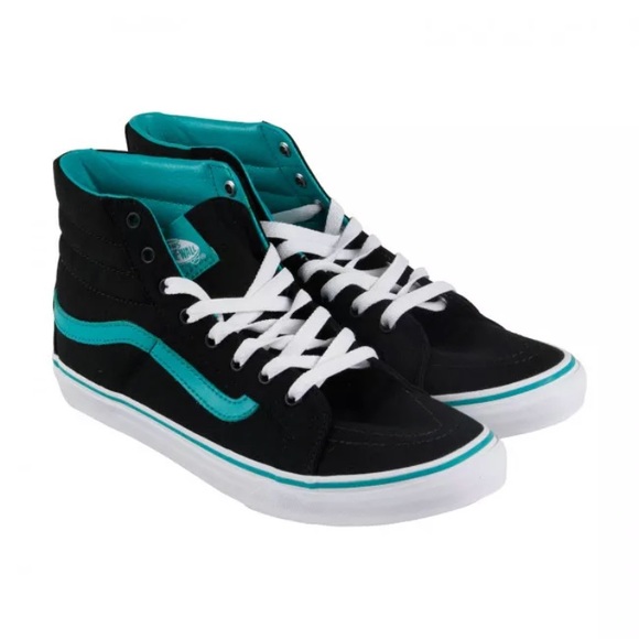 turquoise and black vans